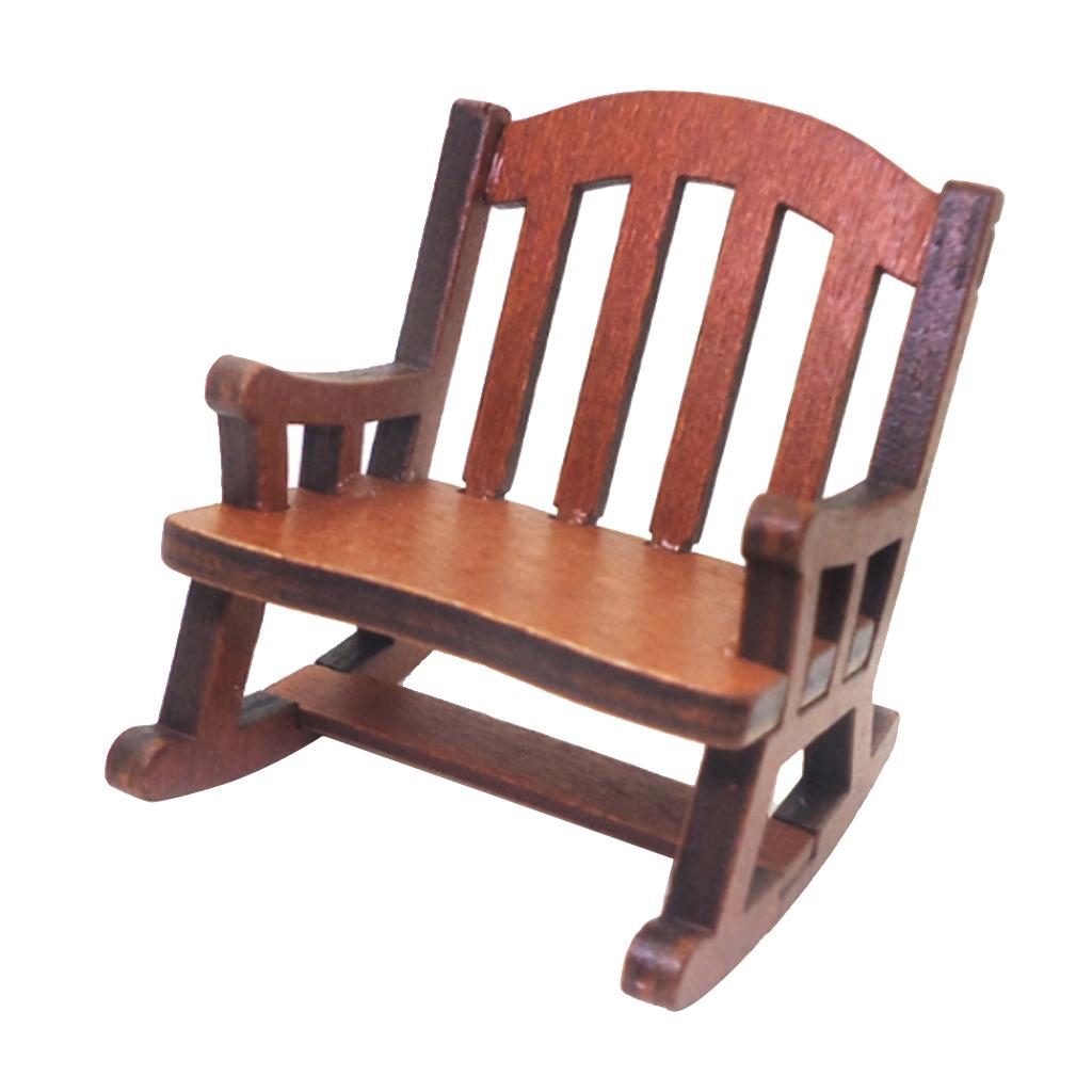 Rocking Chair Nursery - Puppenhaus-Schaukelstuhl aus Holz, Miniatur-Zubehör 1:12, Puppenstuhl