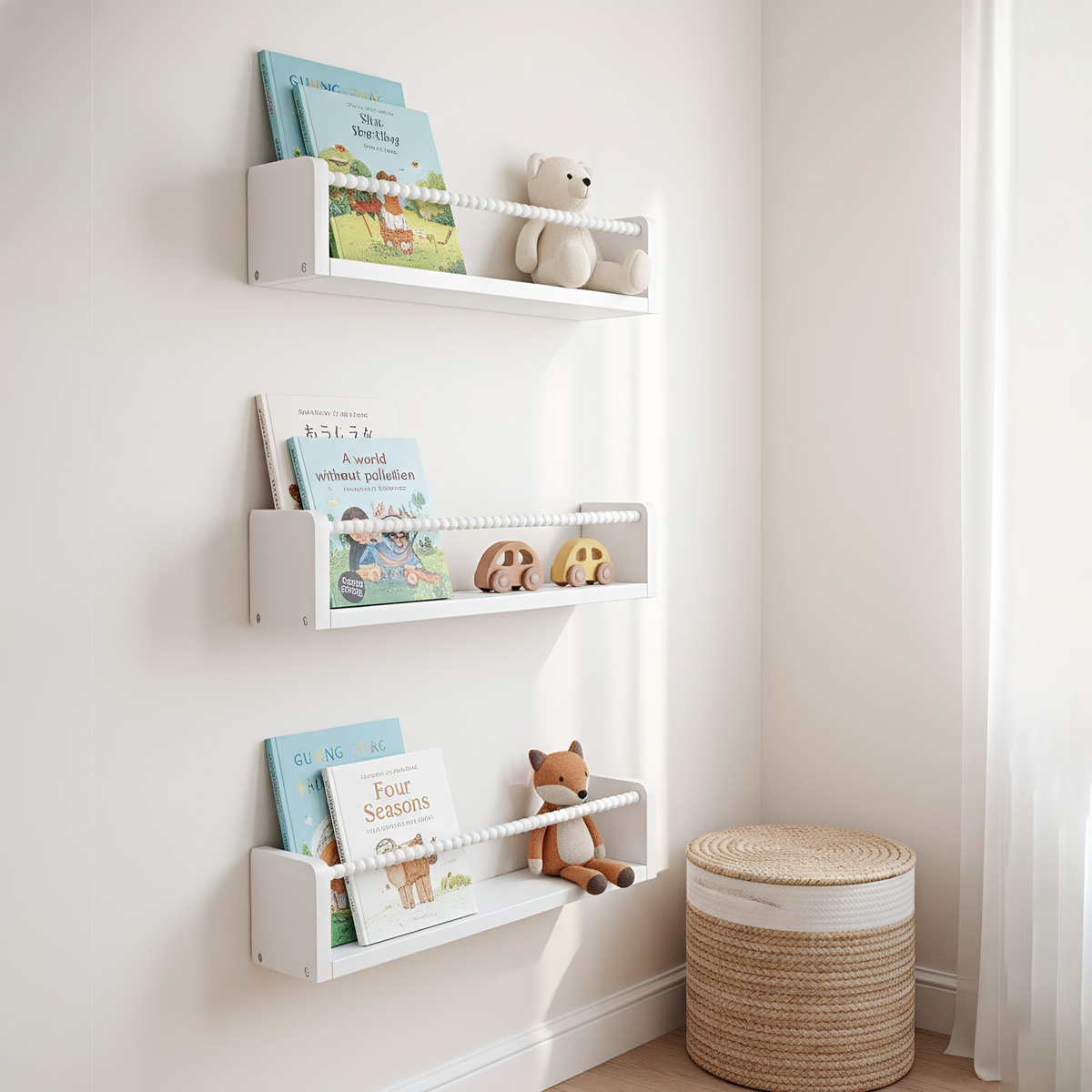 Baby Nursery Bookcase - Kinderzimmer-Bücherregale, 40 cm Holz-Schweberegale für die