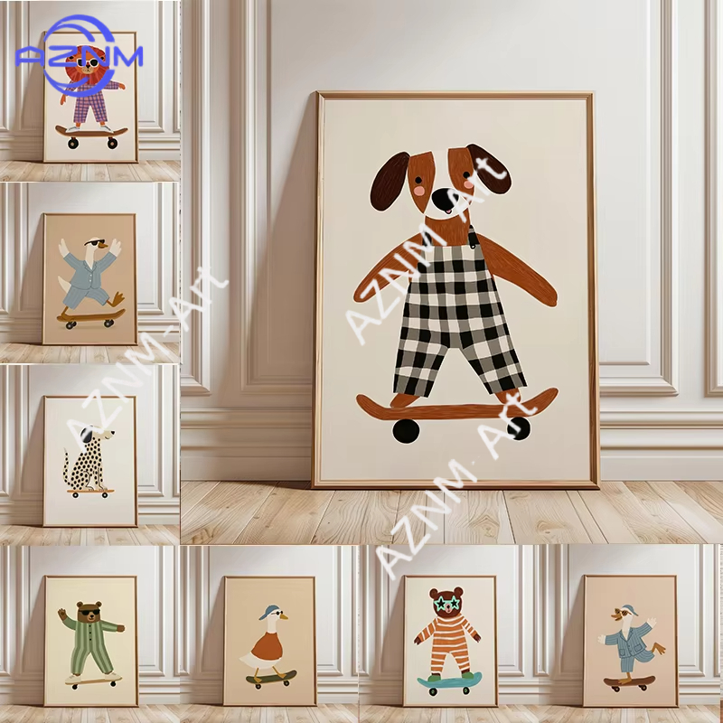 Baby Nursery Items - 1 Stück Lustiges Tier-Skateboard-Poster Trendige Gans