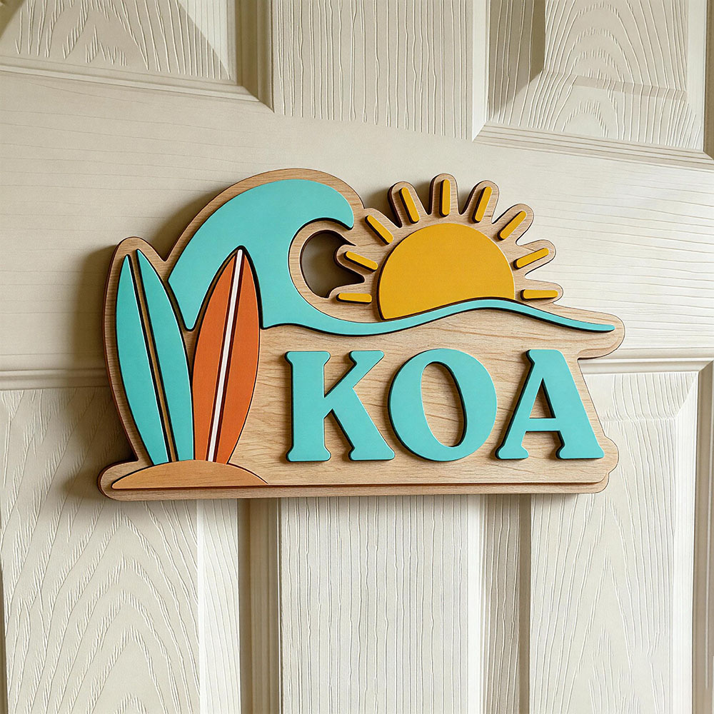 Baby Nursery Baby - Personalisiertes Strandwellen-Surfbrett Sonnennamen-Türschild für Kinderzimmer, Individuelles