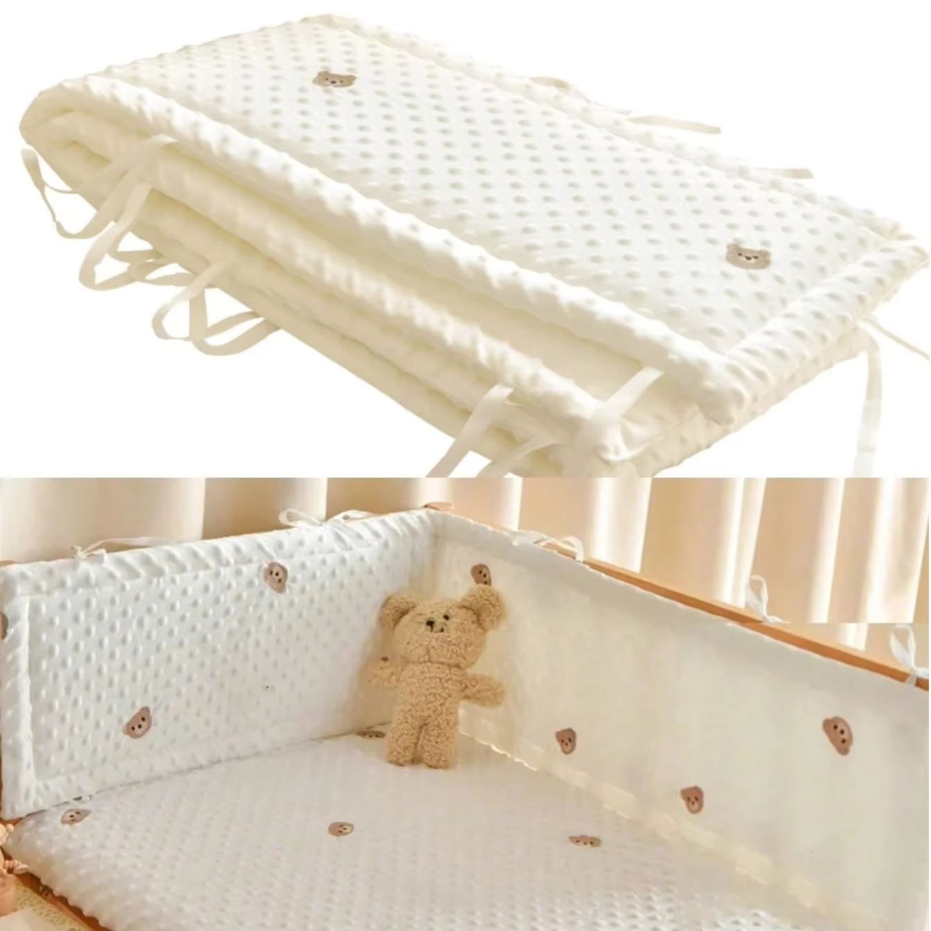 Bed Rail Toddler - Einfarbiger Babybettzaun aus Baumwolle, Bettschutzgitter, verdickter