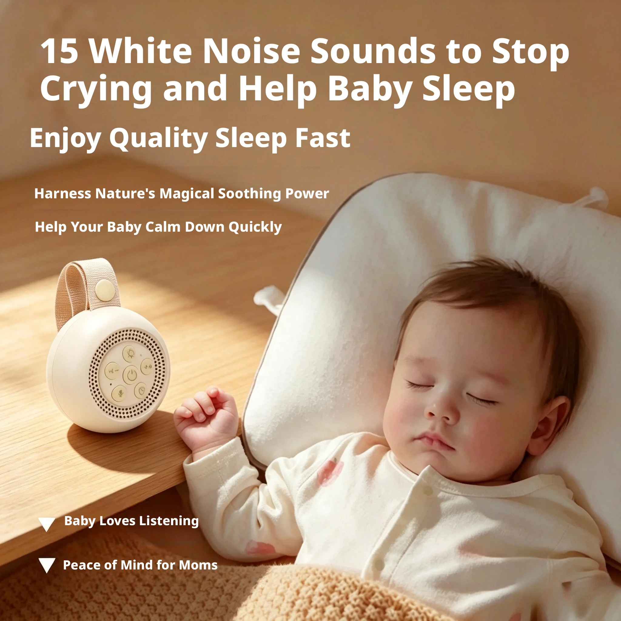 Baby Sound Machine White - Baby-Schlafgeräuschmaschine mit Weißem Rauschen, Wiederaufladbar, 15