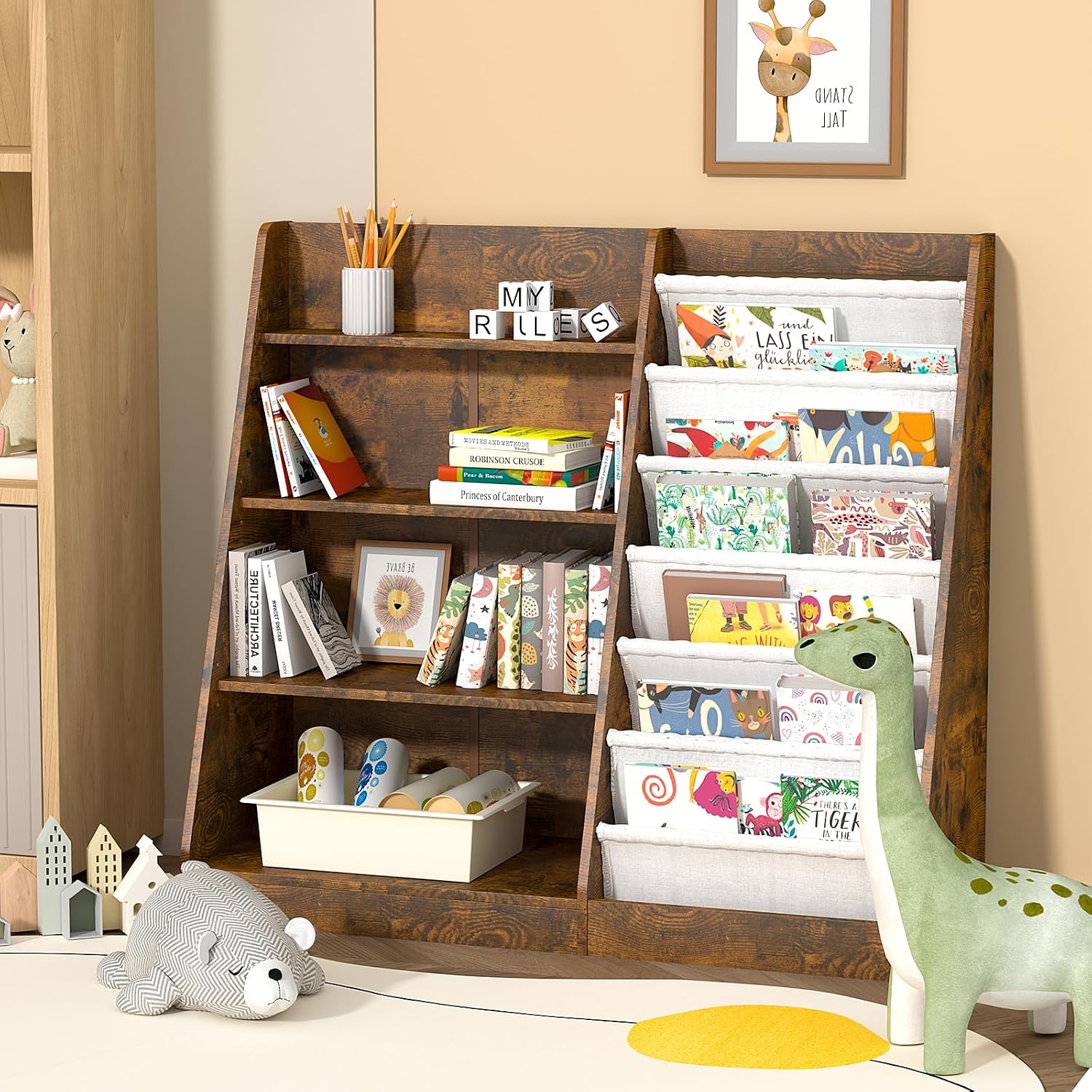 Baby Nursery Bookcase - HedoAjim Kinder-Bücherregal für Schlafzimmer Kleinkind-Bücherregal 4-stufig