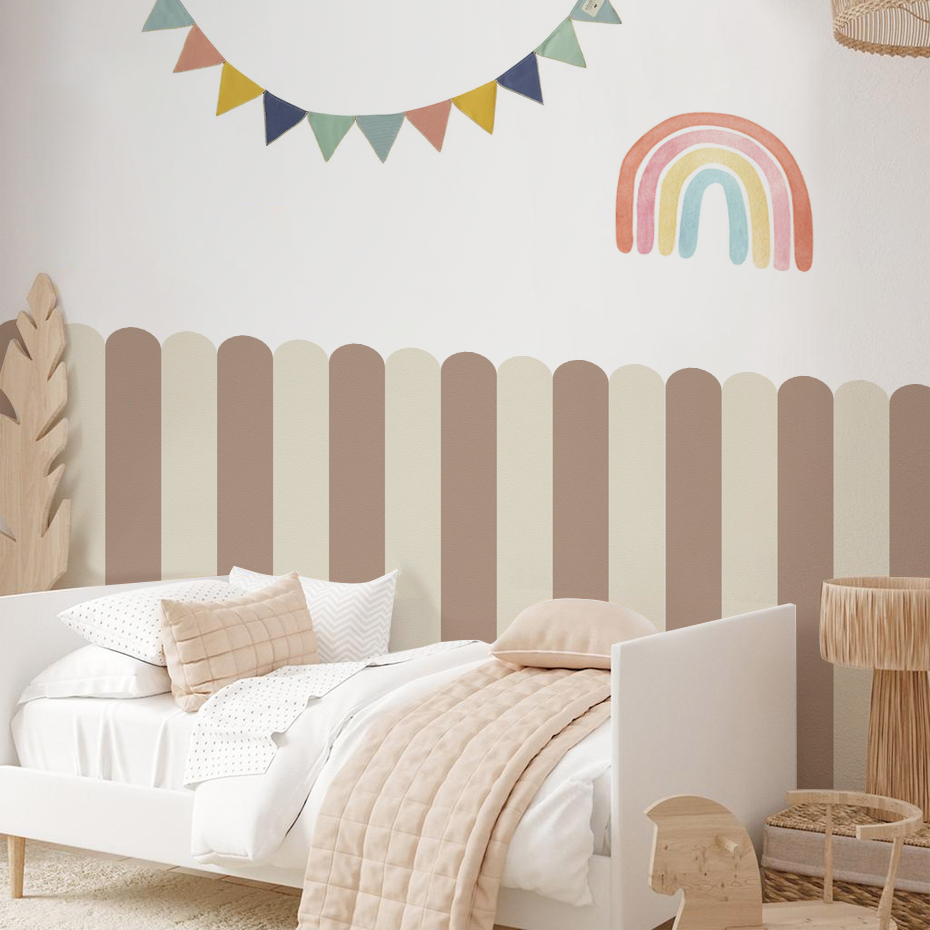Baby Nursery Room - Mehrfarbige vertikal gestreifte Bogen-Tapete für Kinderzimmer,