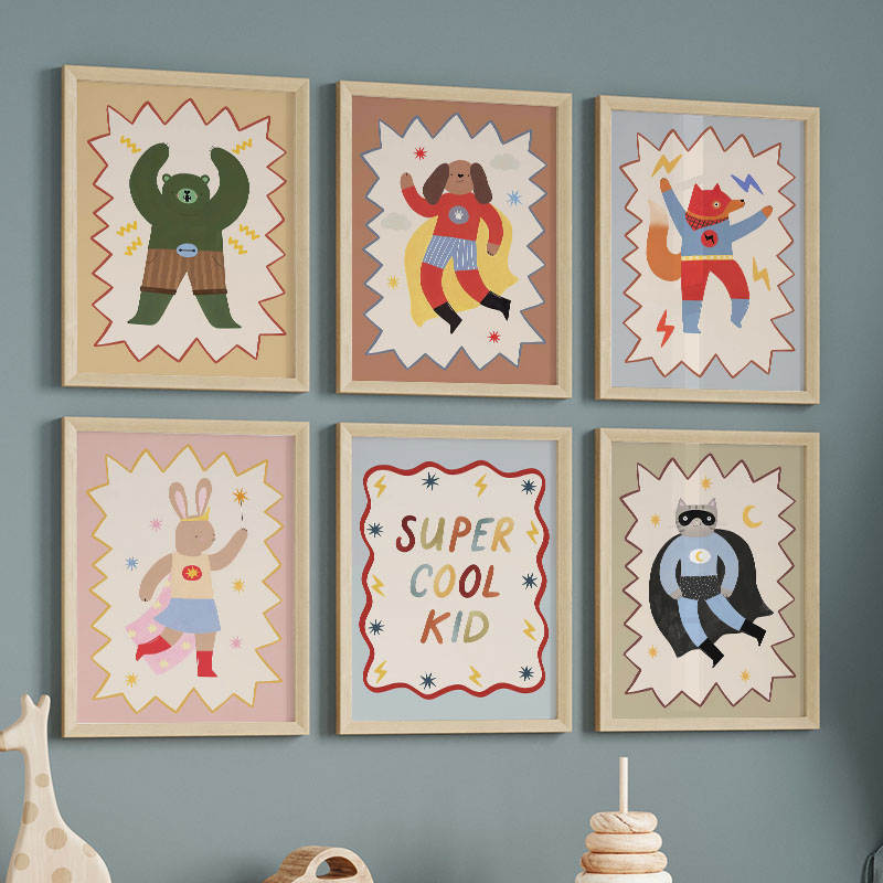 Baby Nursery Items - Lustige Cartoon-Wandkunst für Kinderzimmer, Leinwandgemälde mit