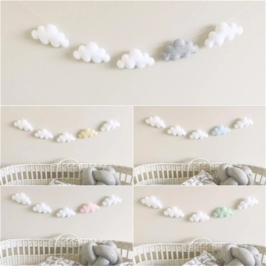 Baby Nursery Hanging Decor - Nordic Filz Wolke Girlanden String Wand