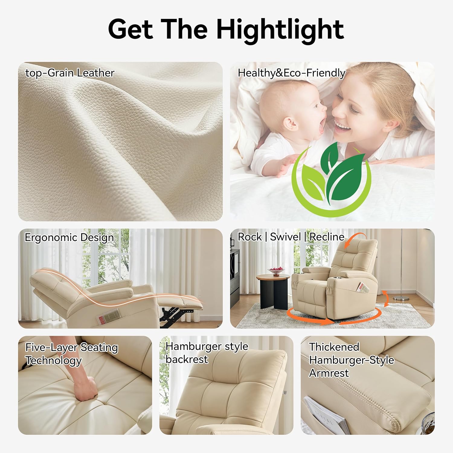 # Leder-Relaxsessel, Drehbarer – Rocking Chair Nursery Bewertung und Preis