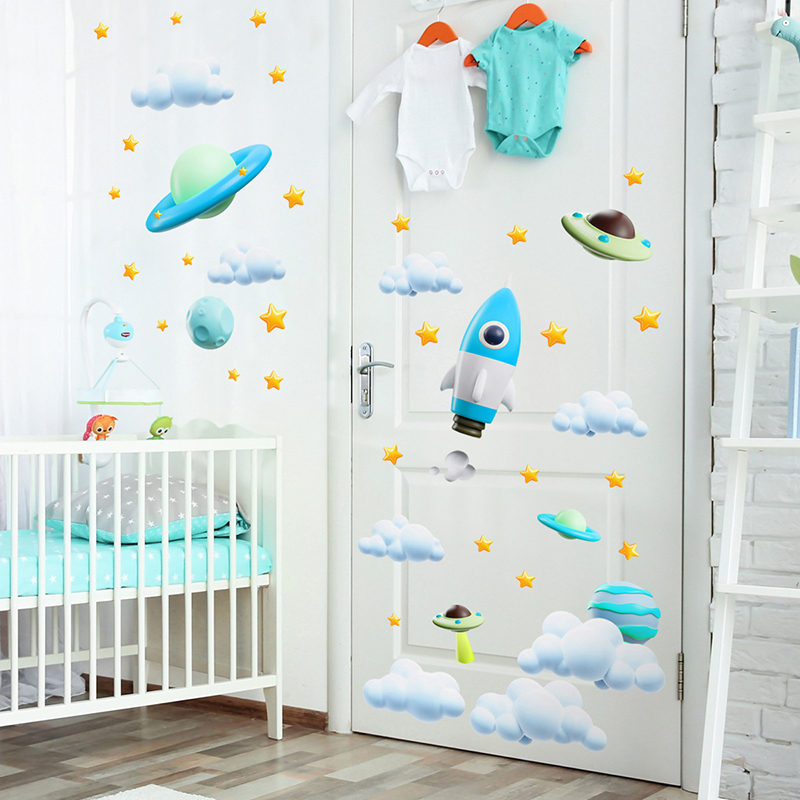 Blaue Galaxie, Weltraumrakete, – Baby Nursery Diy Bewertung und Preis